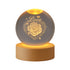 FLIXX 3D Crystal Ball Night Lamp | Warm LED Glow | USB Powered | Engraved K9 Crystal with Wooden Base | Romantic Gift for Bedroom, Home Décor, Anniversary & Gifting