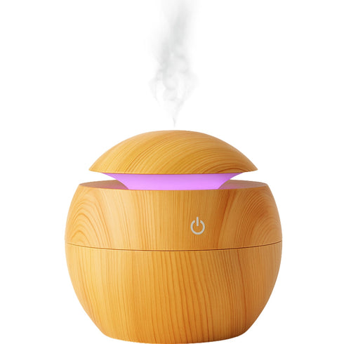 Flixx Wooden Aroma Diffuser & Cool Mist Humidifier | 130ml Capacity | USB Operated | Ultra-Quiet | Ambient Night Light | Ideal for Home & Office