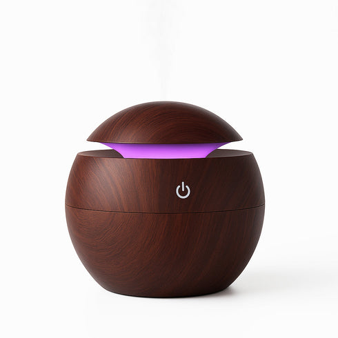 Flixx Wooden Aroma Diffuser & Cool Mist Humidifier | 130ml Capacity | USB Operated | Ultra-Quiet | Ambient Night Light | Ideal for Home & Office