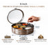 Spring by LA’ FORTE Stainless Steel Masala Dabba 8 Inch | 7 Containers + Spoon | Airtight See-Through Lid | 1400 ml