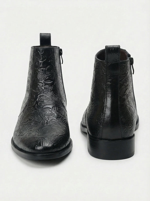 Zuuvo Regal Edge Chelsea Boot | Premium Leather Slip-On Ankle | Formal & Party Wear Boots For Men