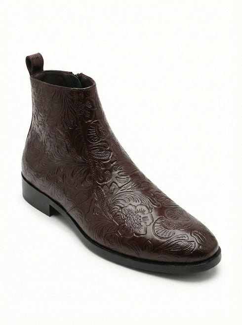 Zuuvo Regal Edge Chelsea Boot | Premium Leather Slip-On Ankle | Formal & Party Wear Boots For Men