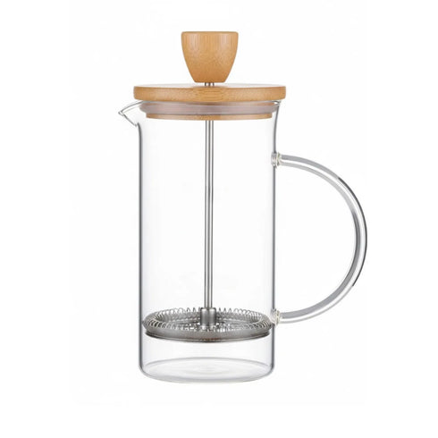 Premium French Press Coffee Maker 600 ml | Borosilicate Glass Coffee & Tea Maker with Bamboo Lid | Stainless Steel Filter | Manual Coffee Brewer for Hot & Cold Brew