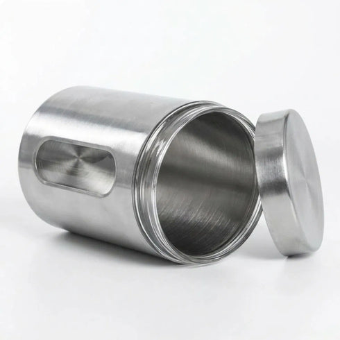 LA'VITE Stainless Steel & Glass Window Canister Set of 3 (300ml, 550ml, 800ml) – Airtight Premium Kitchen Storage Containers
