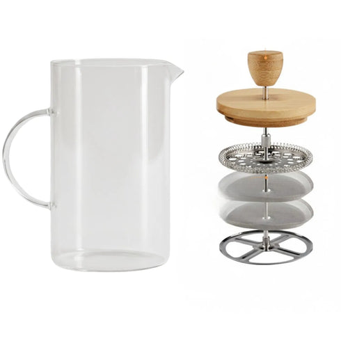 Premium French Press Coffee Maker 600 ml | Borosilicate Glass Coffee & Tea Maker with Bamboo Lid | Stainless Steel Filter | Manual Coffee Brewer for Hot & Cold Brew