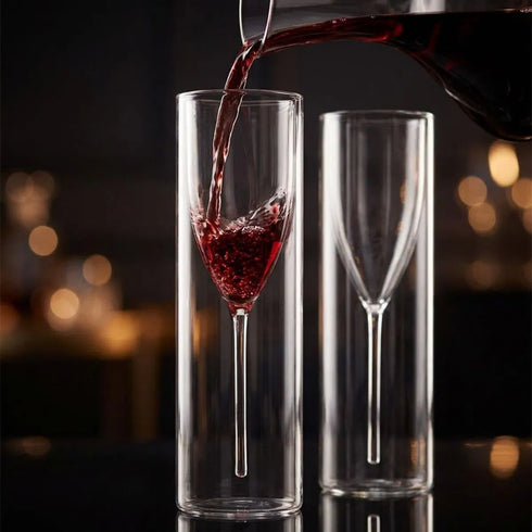 Premium Double-Wall Floating Champagne Glass Set of 2 Elegant Flutes