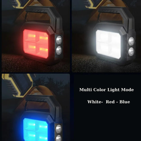FLIXX Solar Rechargeable Emergency Light with Mobile Charging Power Bank | USB-C Fast Charging | Multi-Mode White/Red/Blue Warning Light | IP65 Water Resistant Portable Backup Lamp