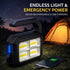 FLIXX Solar Rechargeable Emergency Light with Mobile Charging Power Bank | USB-C Fast Charging | Multi-Mode White/Red/Blue Warning Light | IP65 Water Resistant Portable Backup Lamp