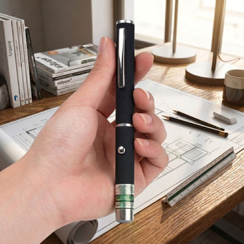 Flixx Multi-Pattern Green Laser Pointer | Adjustable Beam Effects | Metal Laser Pen with Diffraction Cap